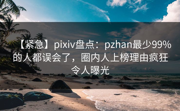 【紧急】pixiv盘点：pzhan最少99%的人都误会了，圈内人上榜理由疯狂令人曝光