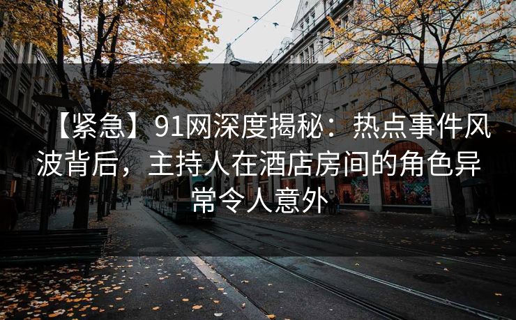 【紧急】91网深度揭秘：热点事件风波背后，主持人在酒店房间的角色异常令人意外