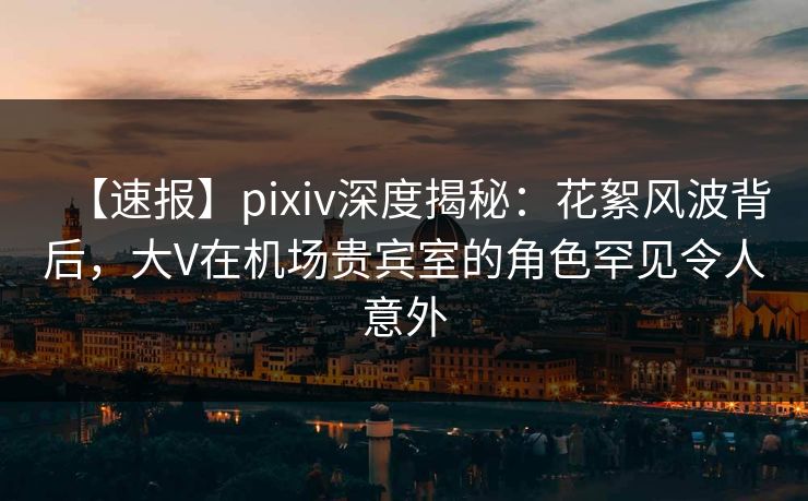 【速报】pixiv深度揭秘：花絮风波背后，大V在机场贵宾室的角色罕见令人意外