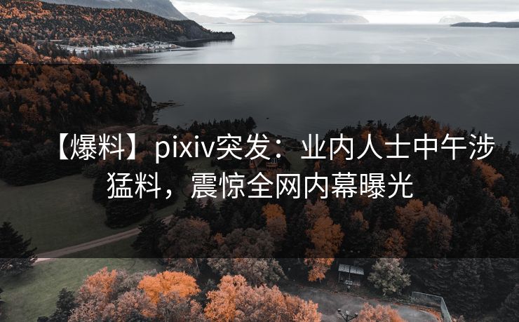 【爆料】pixiv突发:业内人士中午涉猛料,震惊全网内幕曝光
