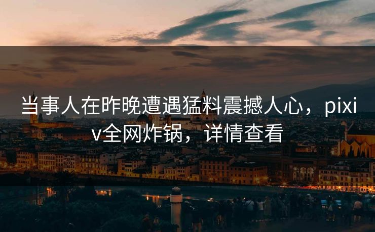 当事人在昨晚遭遇猛料震撼人心,pixiv全网炸锅,详情查看