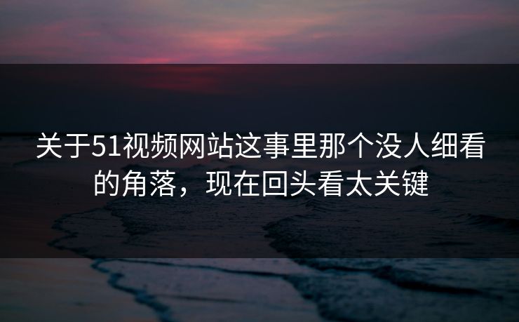 关于51视频网站这事里那个没人细看的角落，现在回头看太关键