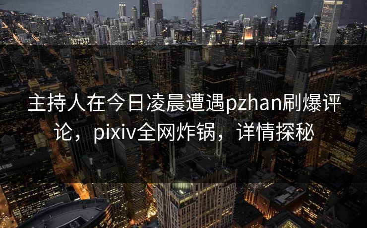 主持人在今日凌晨遭遇pzhan刷爆评论，pixiv全网炸锅，详情探秘