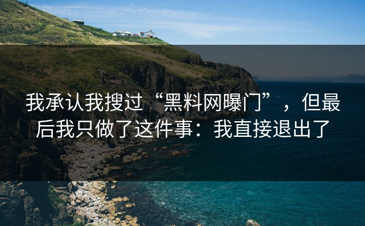 我承认我搜过“黑料网曝门”，但最后我只做了这件事：我直接退出了